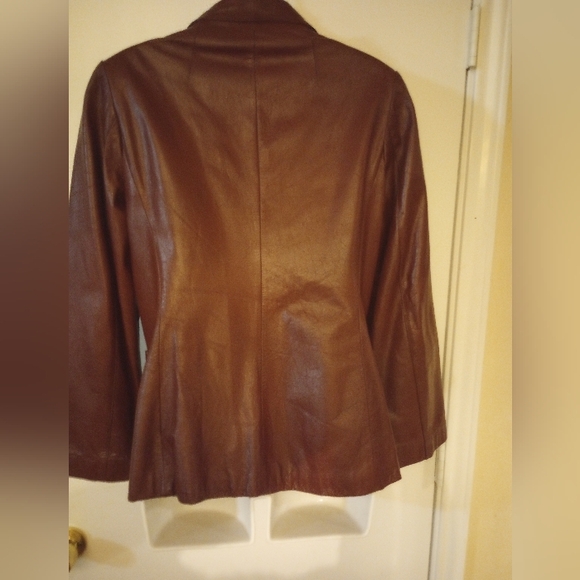 Genuine Brown leather blazer - Picture 7 of 12